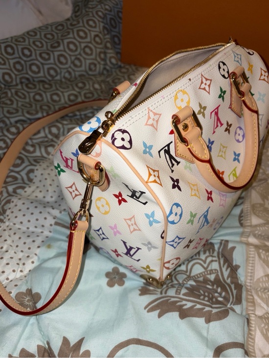 Louis Vuitton Handbags - Louis Vuitton White Multicolor Monogram Speedy 25 & Victorine wallet pair